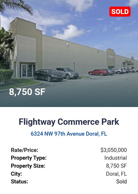 For Sale - 6324 NW 97th Avenue Doral, FL. 8,750 SF - $3,050,000. Agora Real Estate.