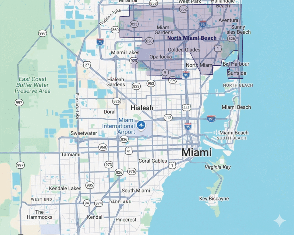 Location map of Prologis Gratigny Industrial Park in Opa-locka, part of Miami’s industrial real estate hub.